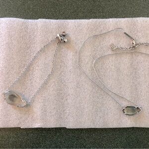 KS Cami Necklace Rhodium/Black MOP & Cambel Bracelet Rhodium/Suspended Black MOP